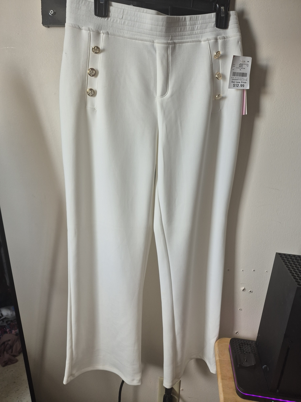 Women's White Sailor-Button Trousers